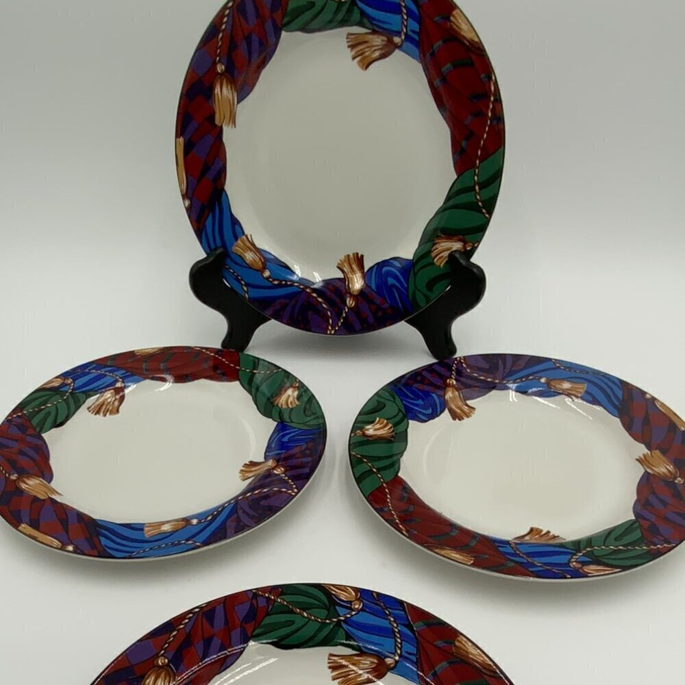 Set of 4 1993 Vitromaster Curtain Call Salad Plates Designed by Sue Zipkin - Picture 3 of 8